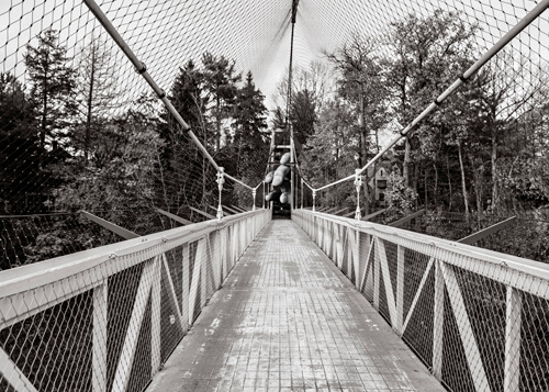 bridge guardrail with cable mesh